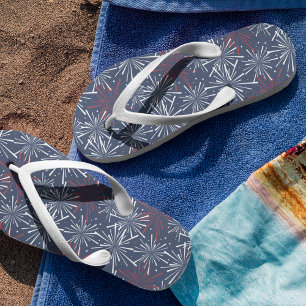 Red White and Blue Fireworks Pattern Jandals