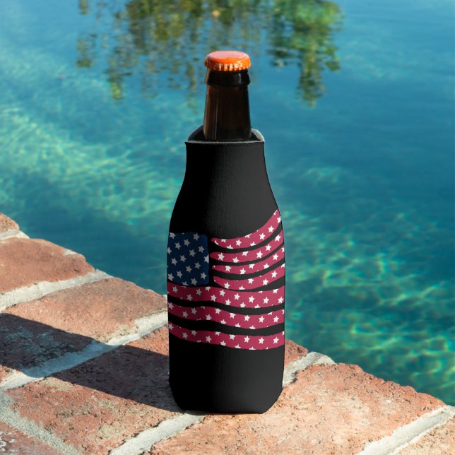 Red White And Blue Flag Design  Bottle Cooler (In Situ Pool)