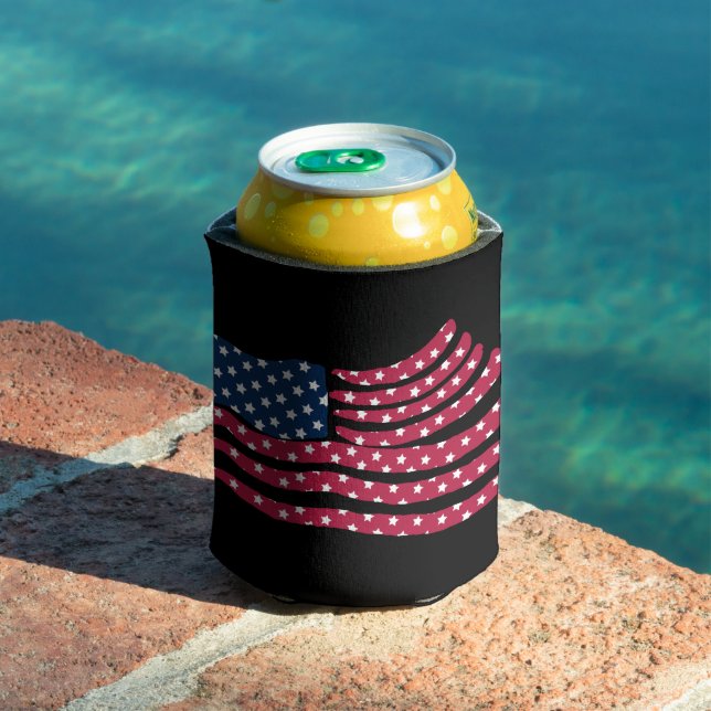 Red White And Blue Flag Design  Can Cooler (In Situ Pool)