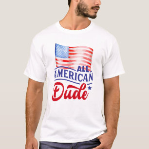 Red white and blue floral All American Dude T-Shirt