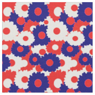 Red, White and Blue Floral Fabric