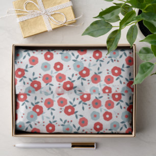 Red, White, and Blue Floral Tissue Paper