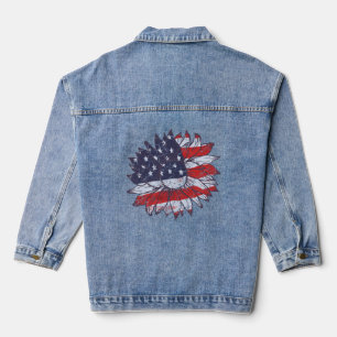 Red, White, and Blue Flower Jean Jacket