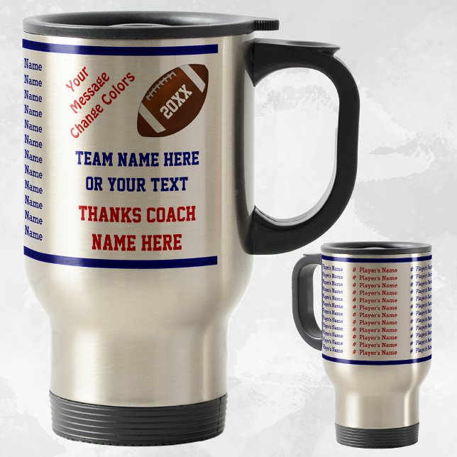 Red, White and Blue, Football Coach Gift Ideas,  Travel Mug (Creator Uploaded)