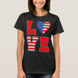Red White And Blue  For Women Girl Love American F T-Shirt