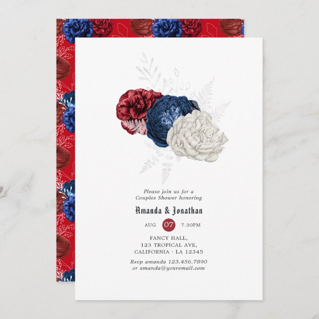 Red White and Blue Fourth of July Couples Shower Invitation (Front/Back)