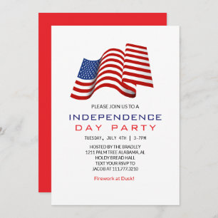 Red White and Blue Fourth of July Independence Day Invitation