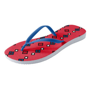 Red White and Blue Geometric  Jandals