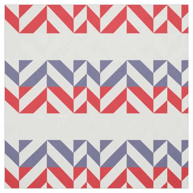 Red White and Blue Geometric ZigZag Fabric (Swatch)