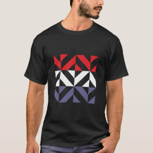 Red White and Blue Geometric ZigZag T-Shirt