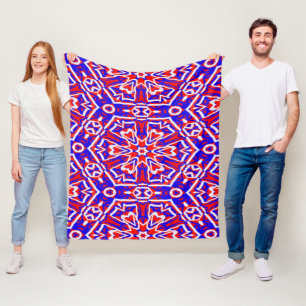 Red, White and Blue Geometrics Fleece Blanket