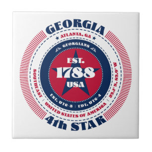 Red, White, and Blue Georgia Ceramic Tile