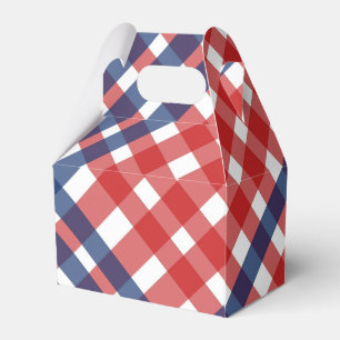 Red White and Blue Gingham Plaid Favour Box