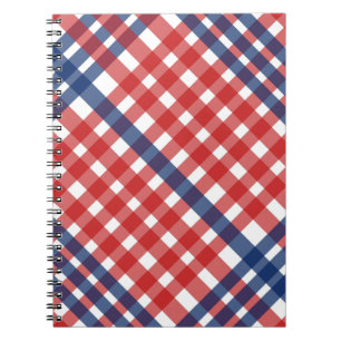 Red White and Blue Gingham Plaid Notebook