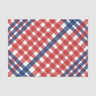 Red, White and Blue Gingham Plaid Tissue Paper
