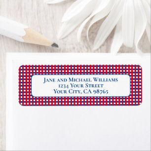 Red White and Blue Gingham Stripes Personalised