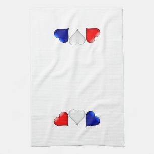 Red, White, and Blue Glass Hearts Tea Towel