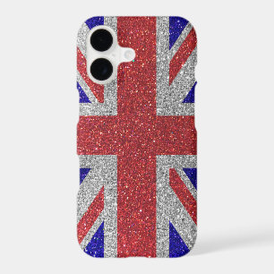 Red White and Blue Glitter Union Jack British Flag