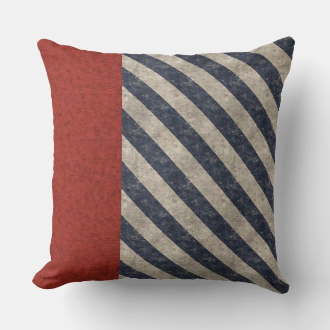 Red White and Blue Grunge Americana Cushion (Front)