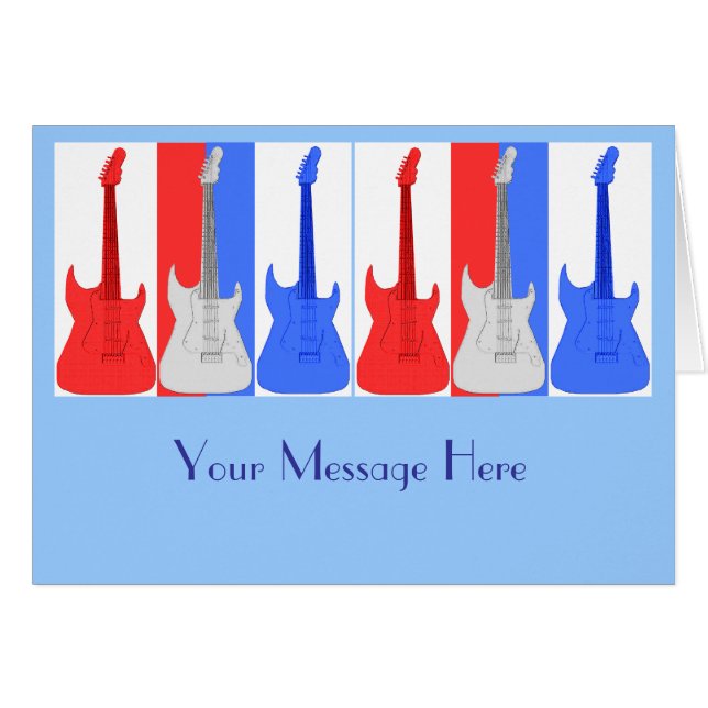 Red White and Blue Guitars Card (Front Horizontal)
