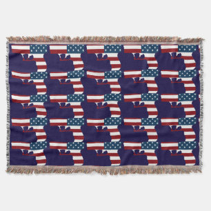 Red White And Blue Gun Throw Blanket