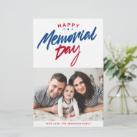 Red, White and Blue Happy Memorial Day Photo Card