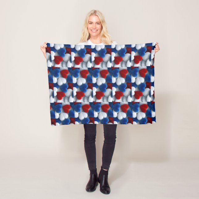 Red, White and Blue Hearts Blanket (In Situ)