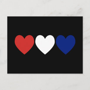 Red White and Blue Hearts Postcard