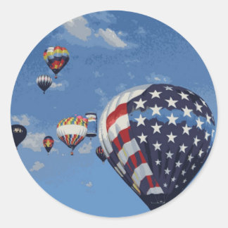 Red, White and Blue Hot Air Balloon Classic Round Sticker