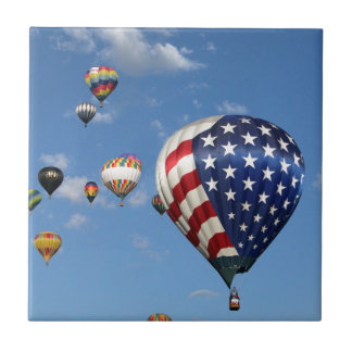 Red, White and Blue Hot Air Balloon Tile