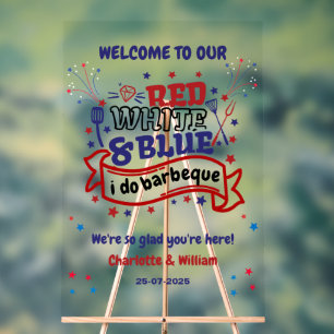 Red White and Blue i do BBQ Couple Bridal shower  Acrylic Sign