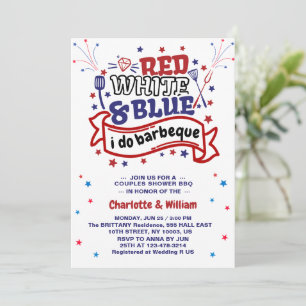 Red White and Blue i do BBQ Couple Bridal shower  Invitation