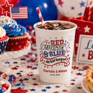 Red White and Blue i do BBQ Couple Bridal shower Paper Cups