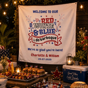 Red White and Blue i do BBQ Couple Bridal shower Tapestry