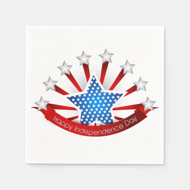Red White and Blue Independence Day Napkin (Front)