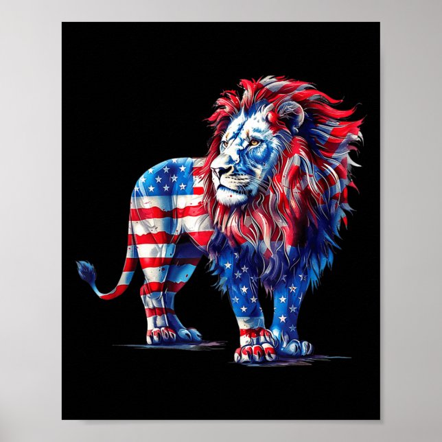 Red white and blue lion  poster (Front)