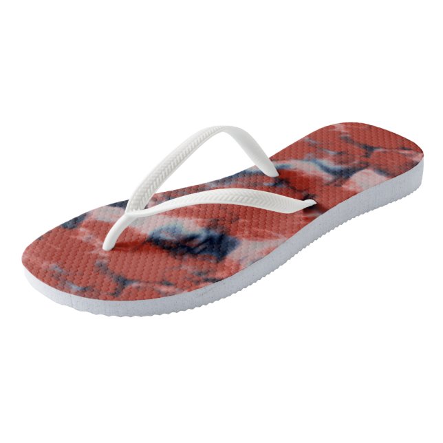 Red white and Blue marble  Jandals (Angled)