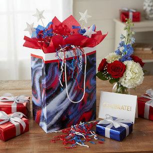 Red, white and blue marble medium gift bag