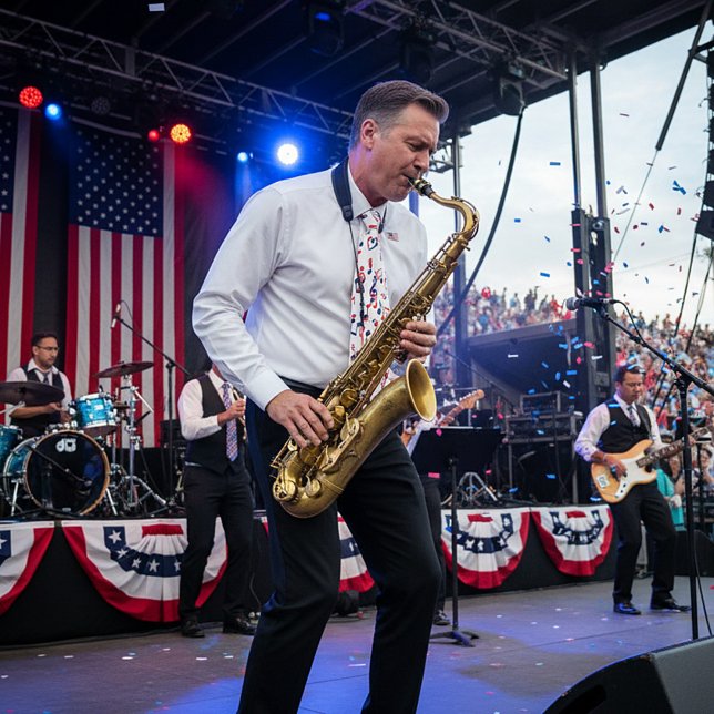 Red white and blue music tie (Creator Uploaded)