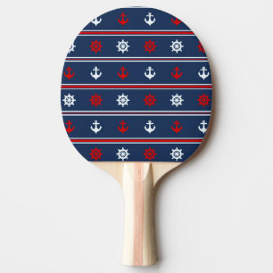 Red White And Blue Nautical Pattern Ping Pong Paddle