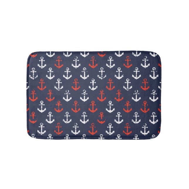 Red White And Blue Navy Pattern Bath Mat (Front)