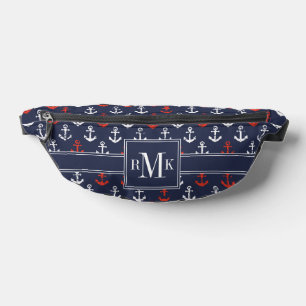Red White And Blue Navy Pattern Bum Bags