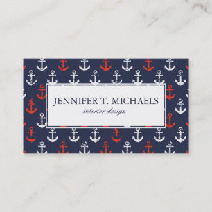 Red White And Blue Navy Pattern Business Card