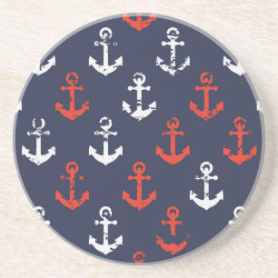 Red White And Blue Navy Pattern Coaster