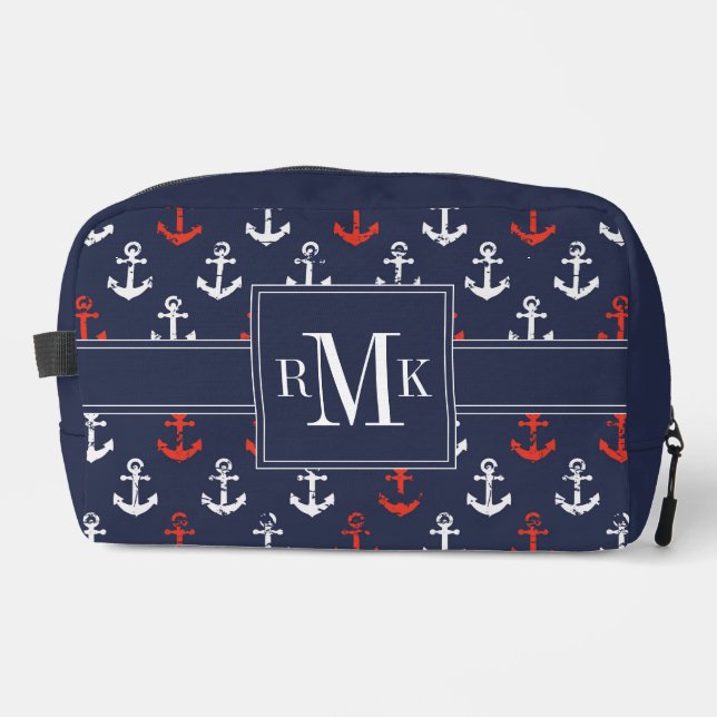 Red White And Blue Navy Pattern Dopp Kit (Front)