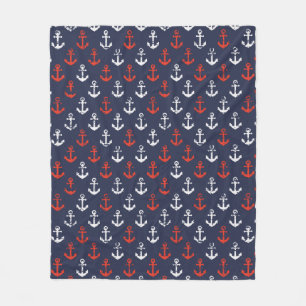 Red White And Blue Navy Pattern Fleece Blanket