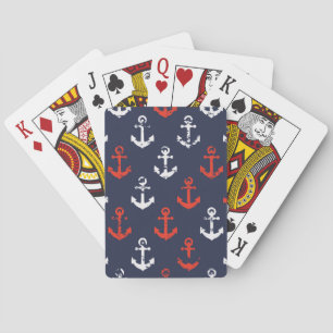 Red White And Blue Navy Pattern Playing Cards