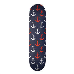 Red White And Blue Navy Pattern Skateboard