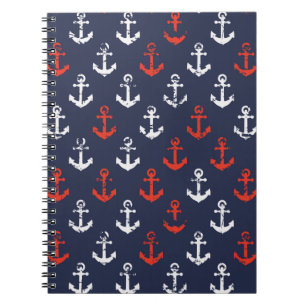 Red White And Blue Navy Pattern Spiral Notebook