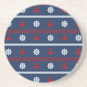 Red White And Blue Ocean Pattern Coaster